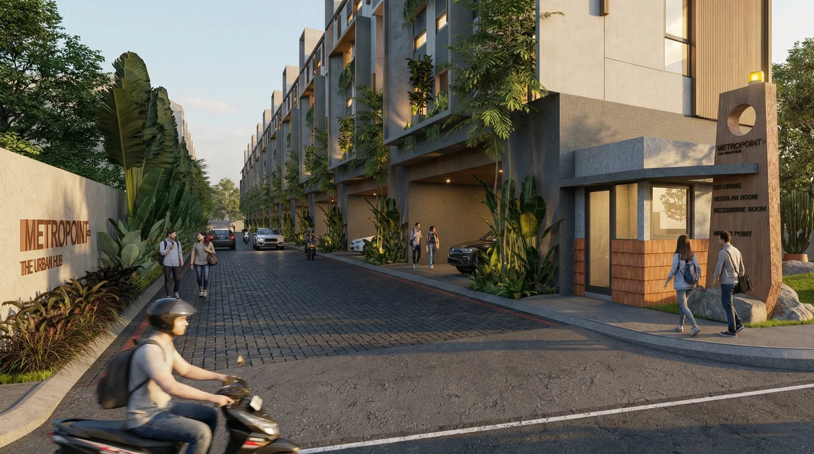 Koridor hijau depan unit MetroPoint di Jl. Sigura-Gura