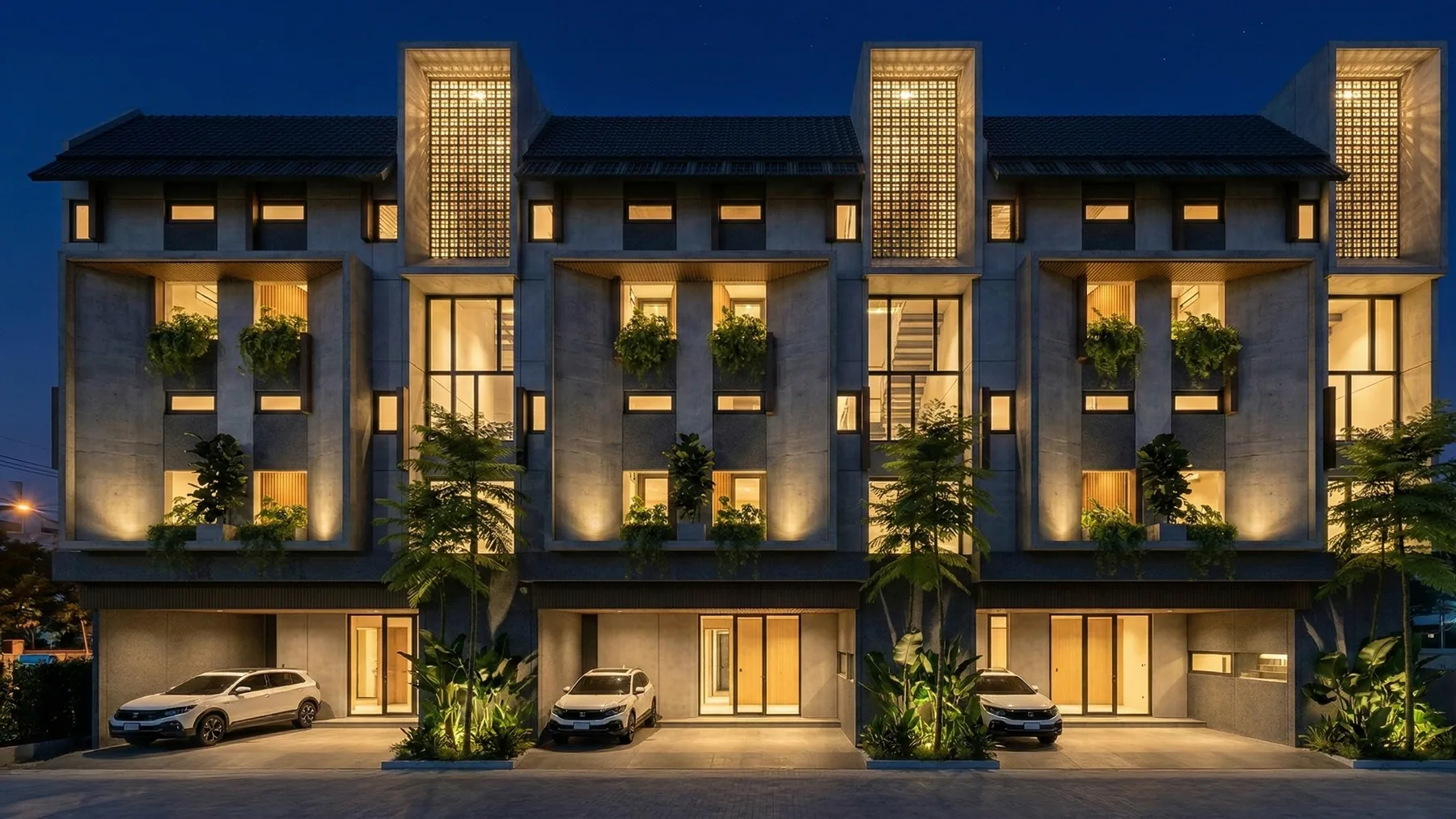 Fasad malam Tipe Mezzanine MetroPoint di Jl. Sigura-Gura