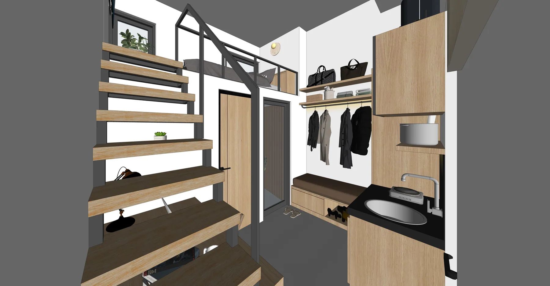 Interior Mezzanine, area kerja dan penyimpanan MetroPoint di Jl. Sigura-Gura